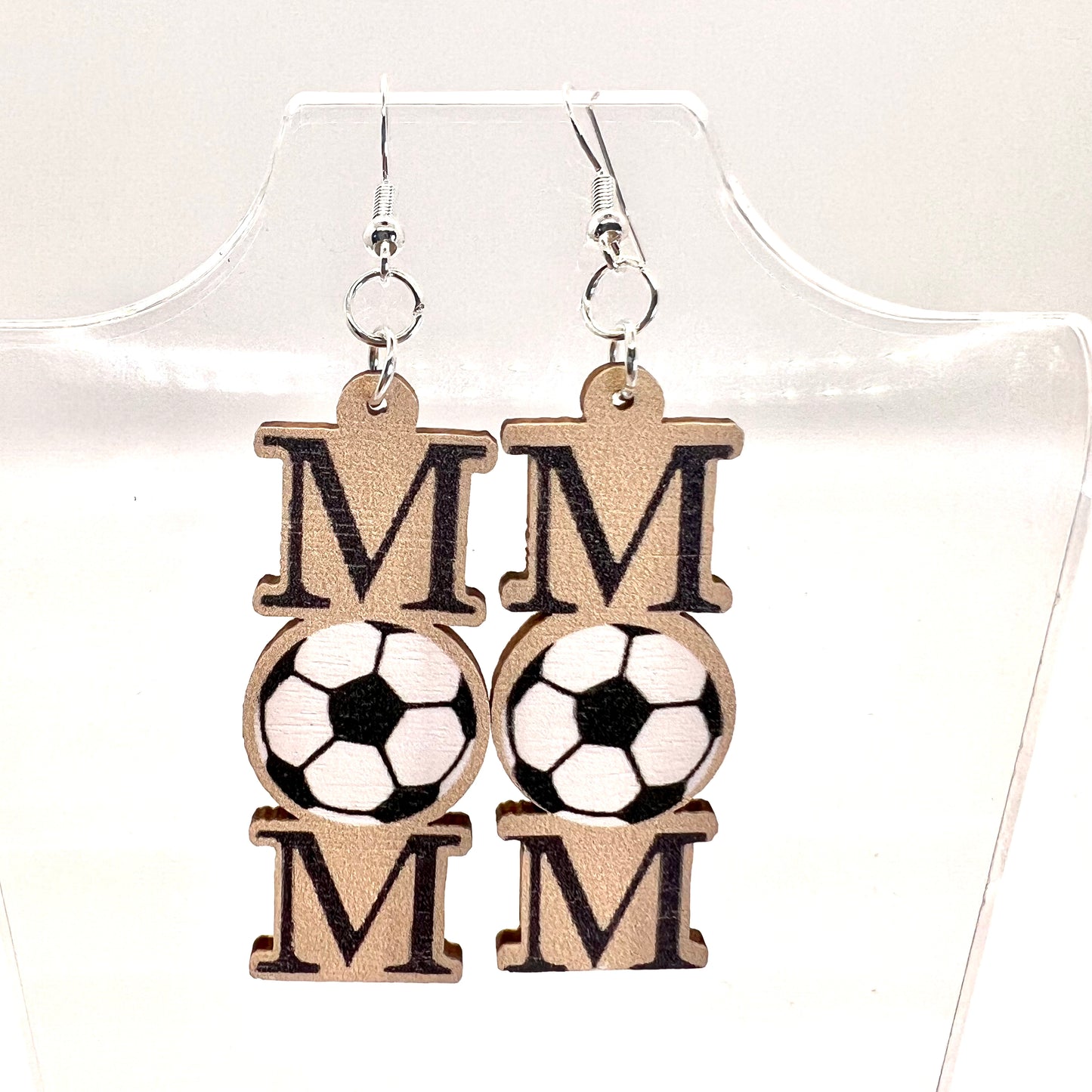 Sports Mom Wood Earrings