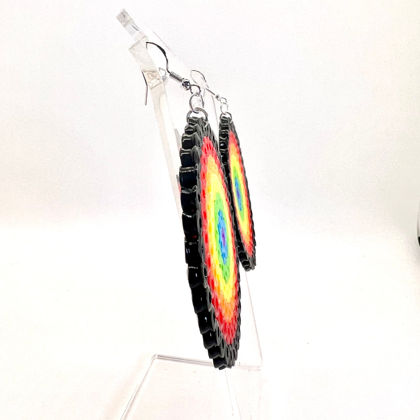Large Rainbow Disc Earrings