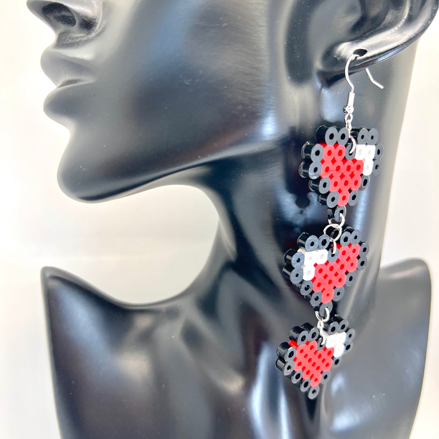 8-Bit Life Heart Chain Earrings