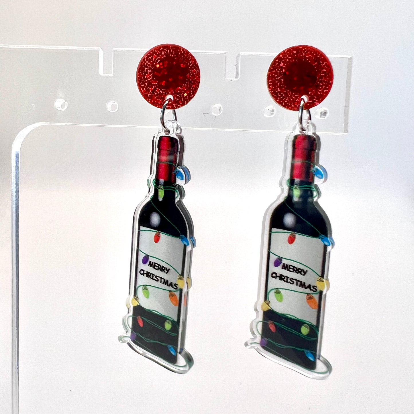 Christmas Wine Bottle Earrings