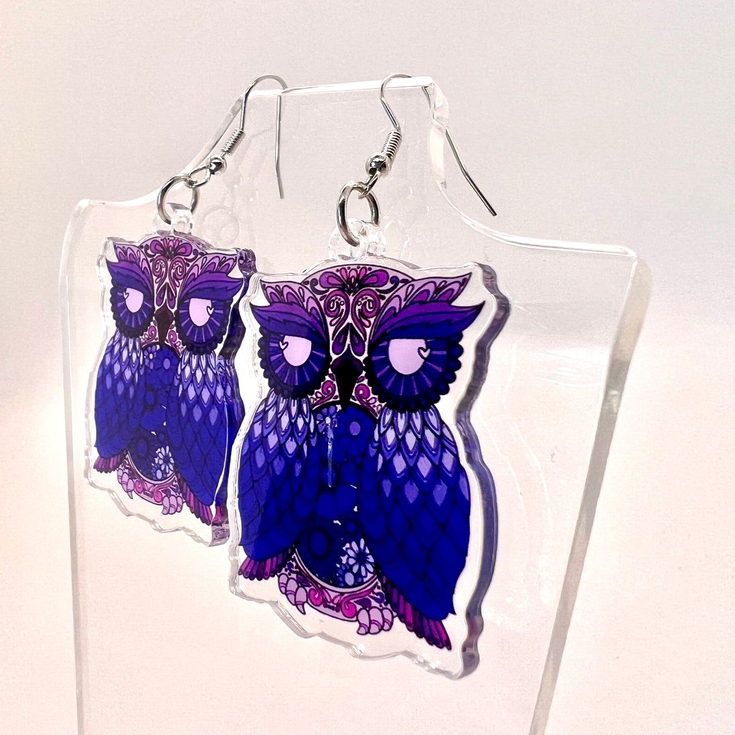 Purple Owl Earrings