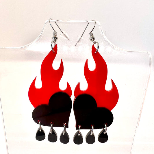 Flaming Heart Earrings