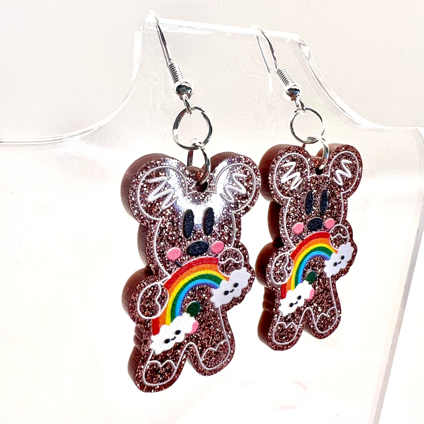 Mickey Rainbow Gingerbread Man Earrings