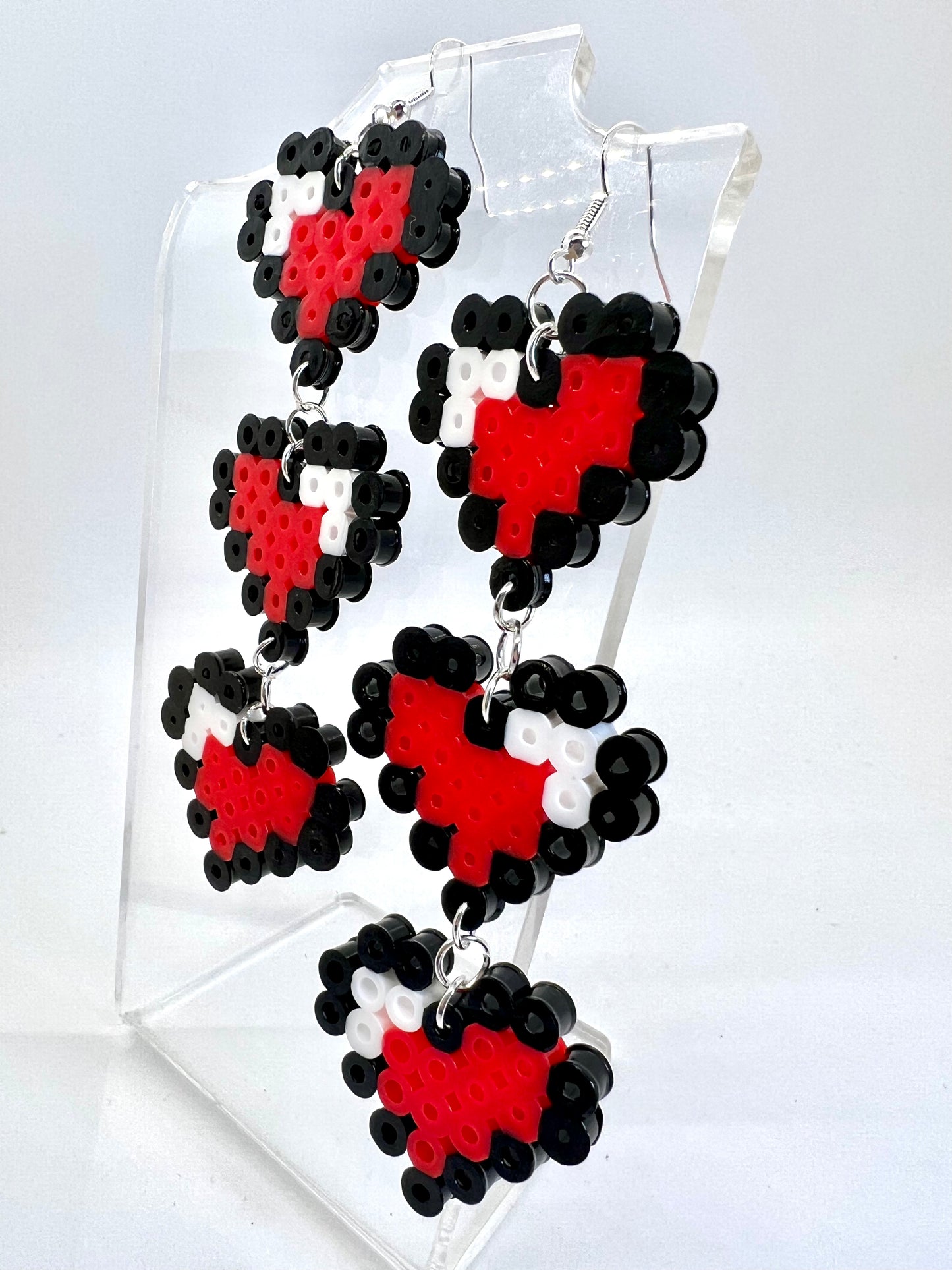 8-Bit Life Heart Chain Earrings