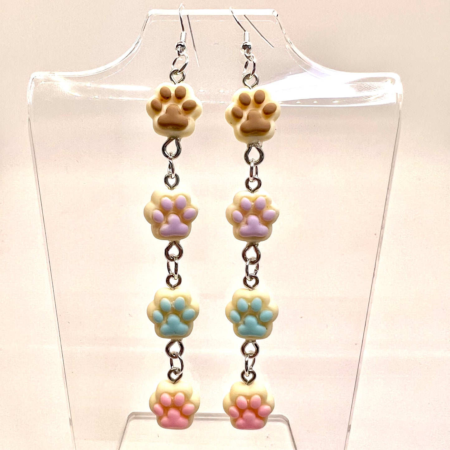 Paw Print Chain Earrings