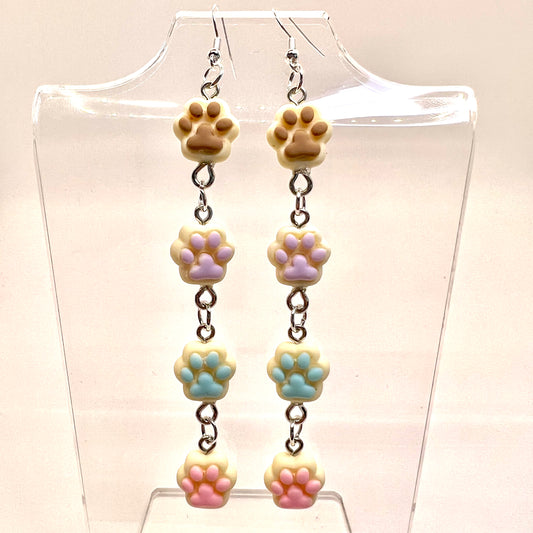 Paw Print Chain Earrings
