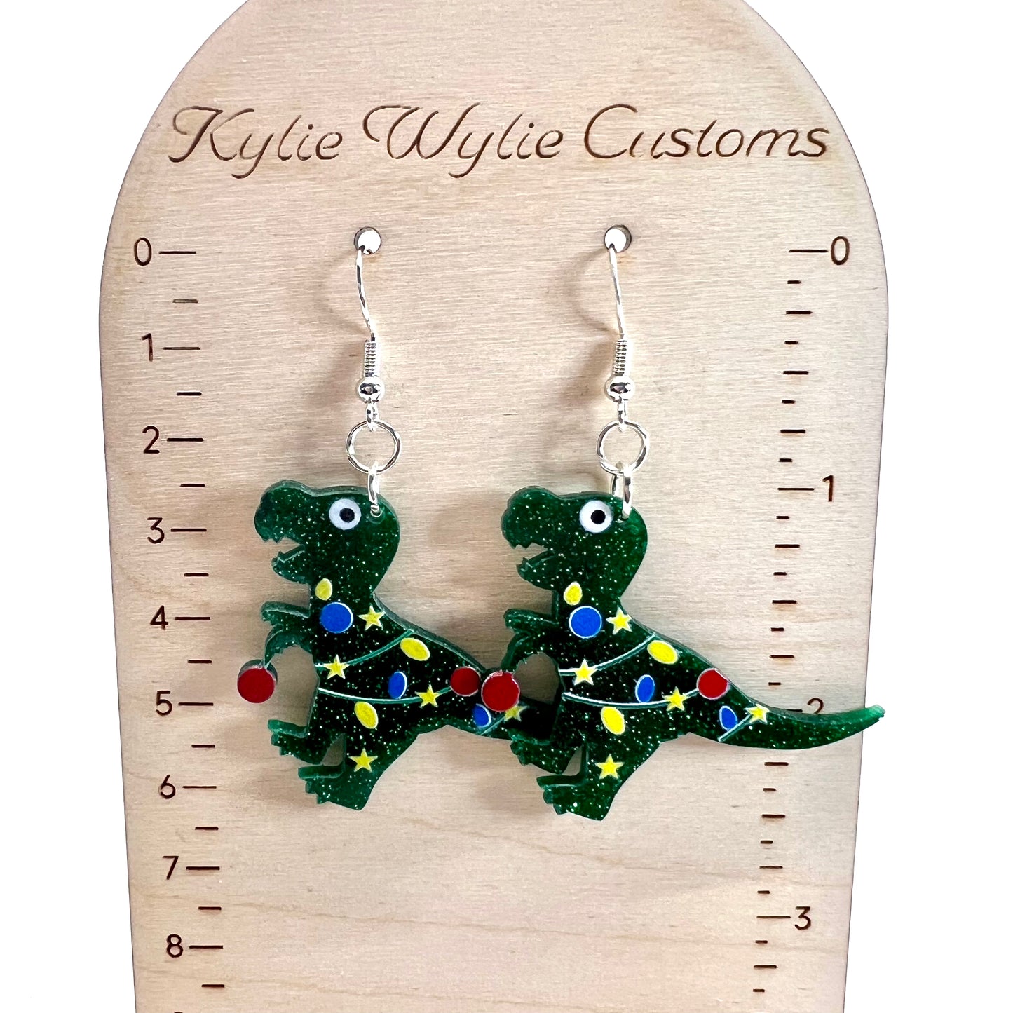 Christmas T-Rex Earrings