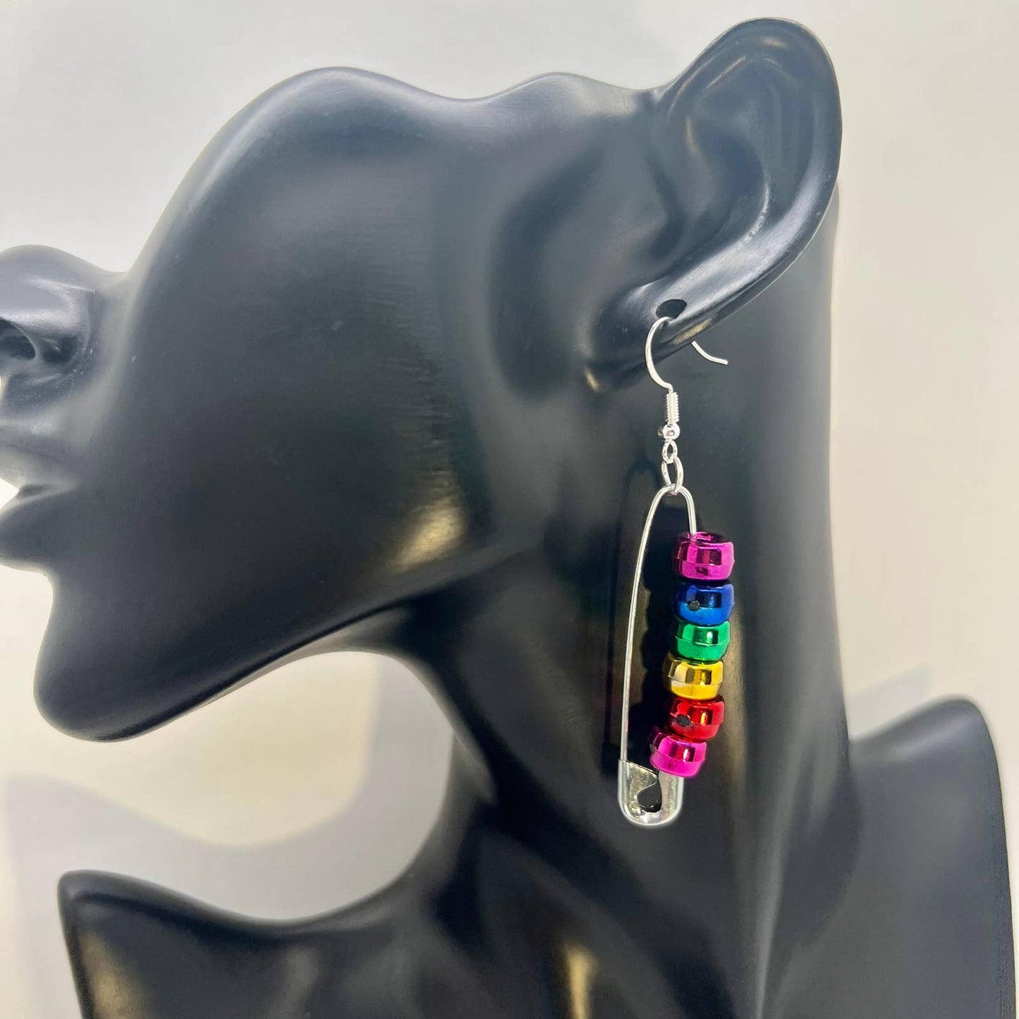 Rainbow Safety Pin Earrings