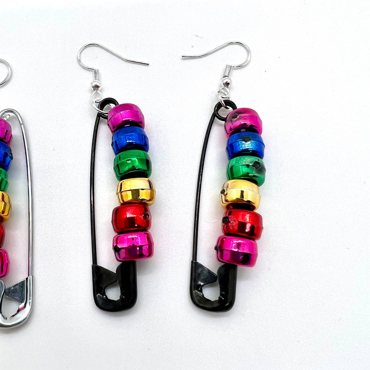Rainbow Safety Pin Earrings