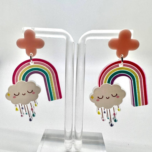 Rainbow Rain Cloud Earrings