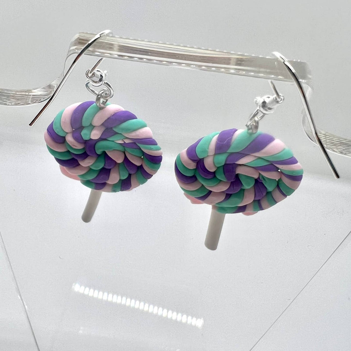 Rainbow Swirl Lollipop Earrings