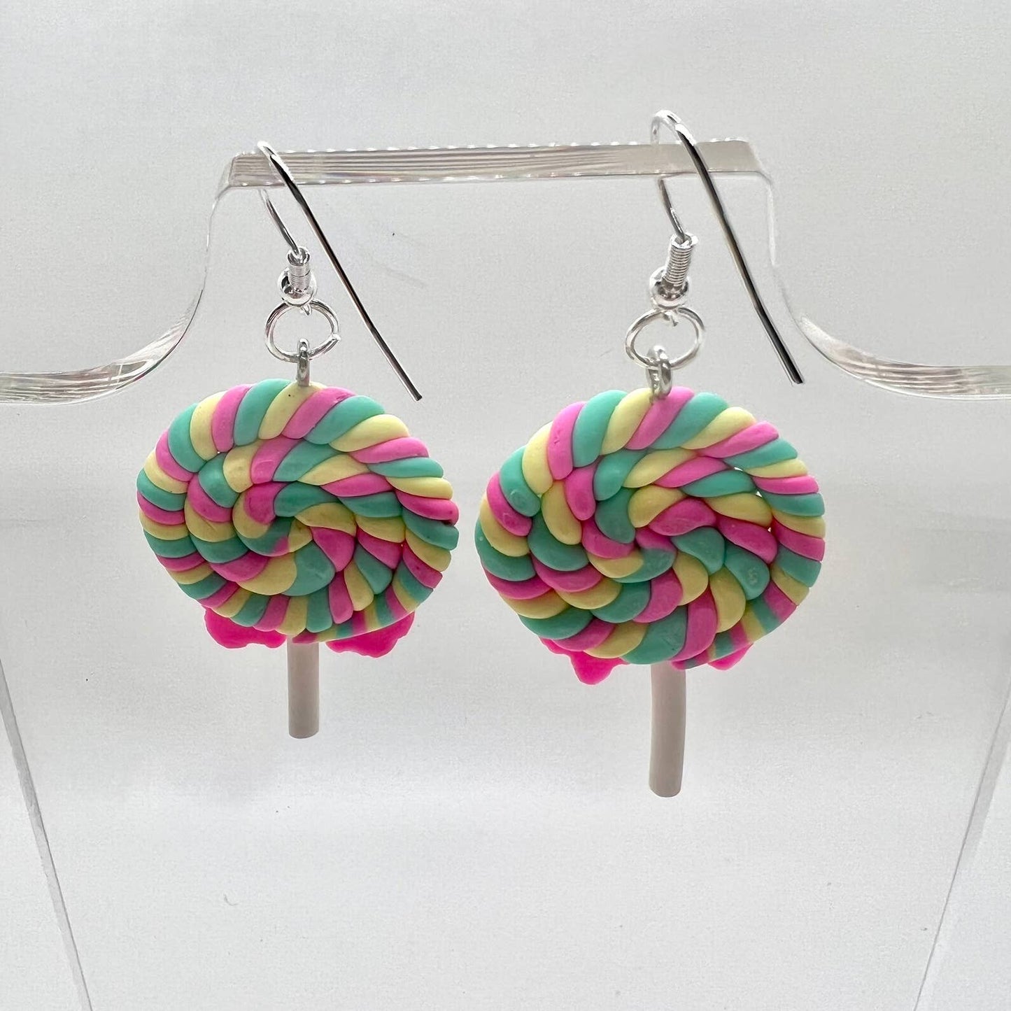 Rainbow Swirl Lollipop Earrings