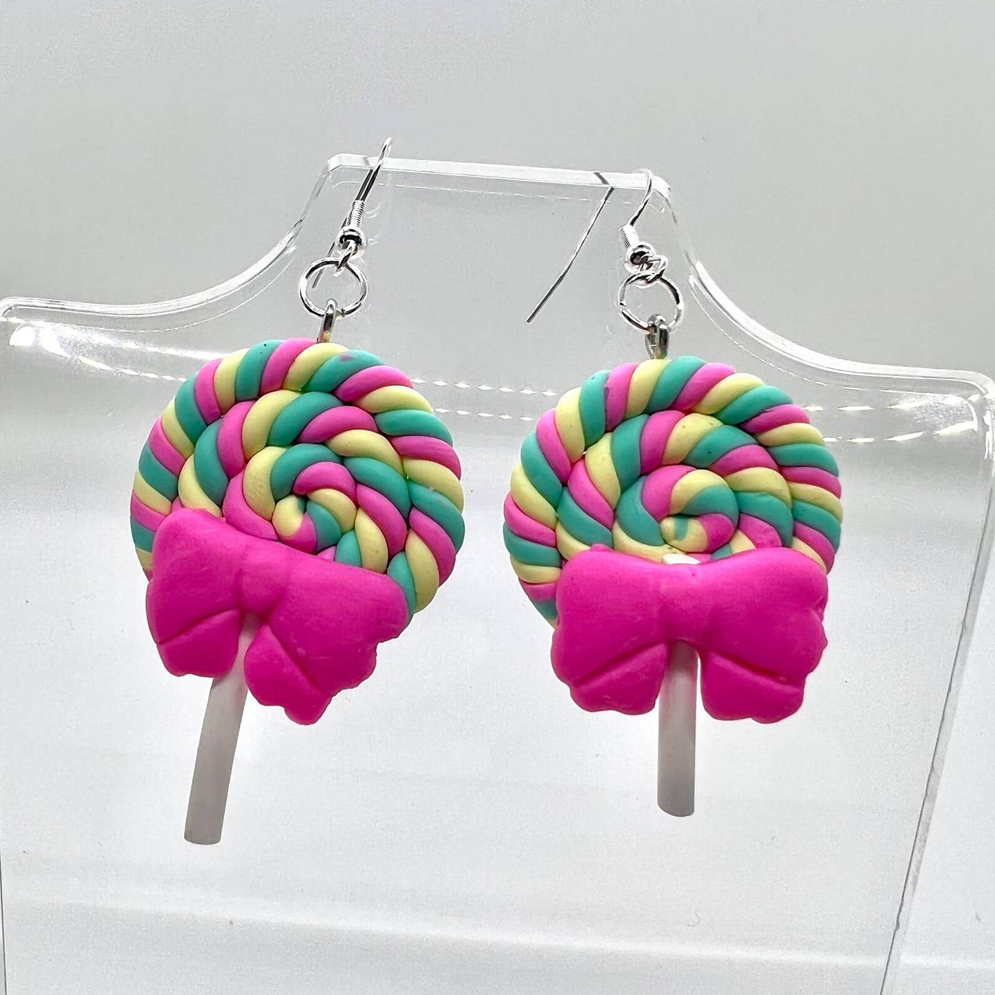 Rainbow Swirl Lollipop Earrings