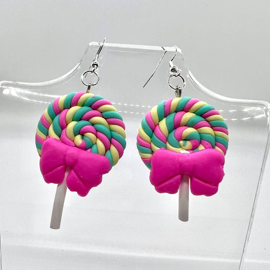 Rainbow Swirl Lollipop Earrings