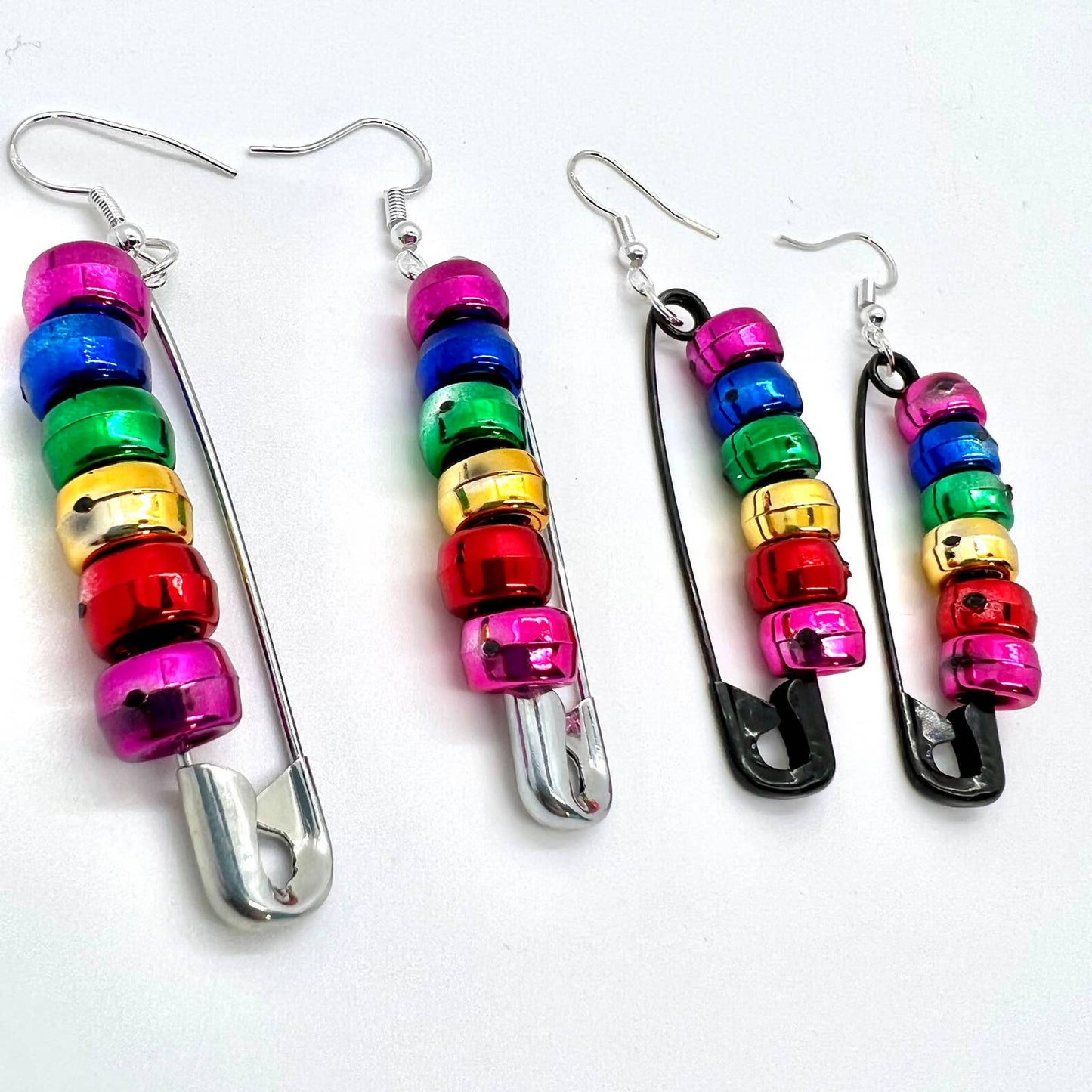 Rainbow Safety Pin Earrings