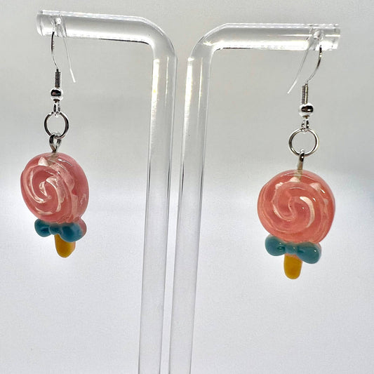 Pink Swirl Lollipop Earrings