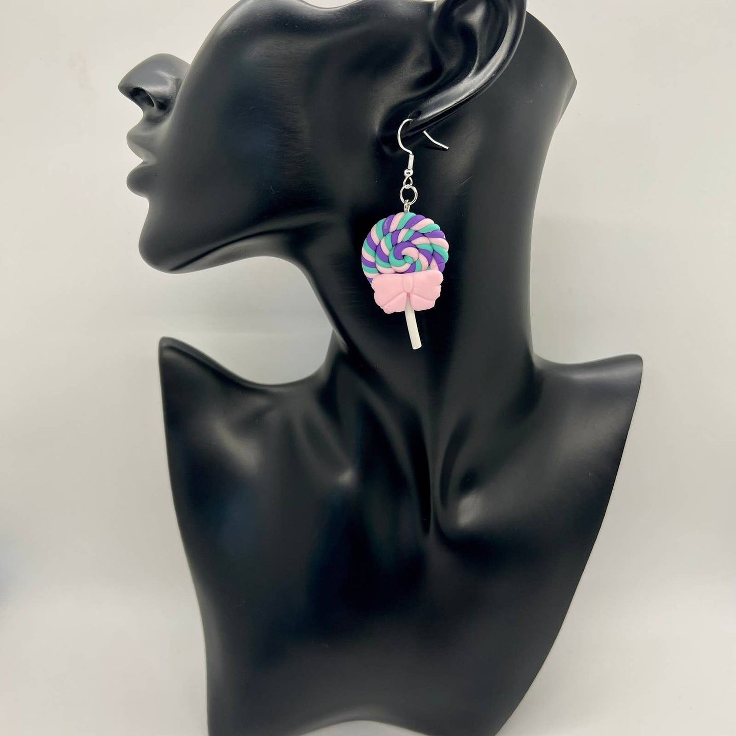 Rainbow Swirl Lollipop Earrings