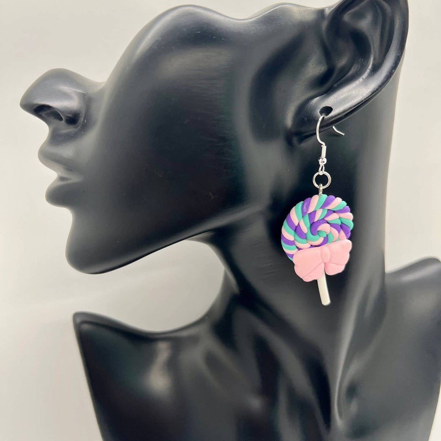 Rainbow Swirl Lollipop Earrings