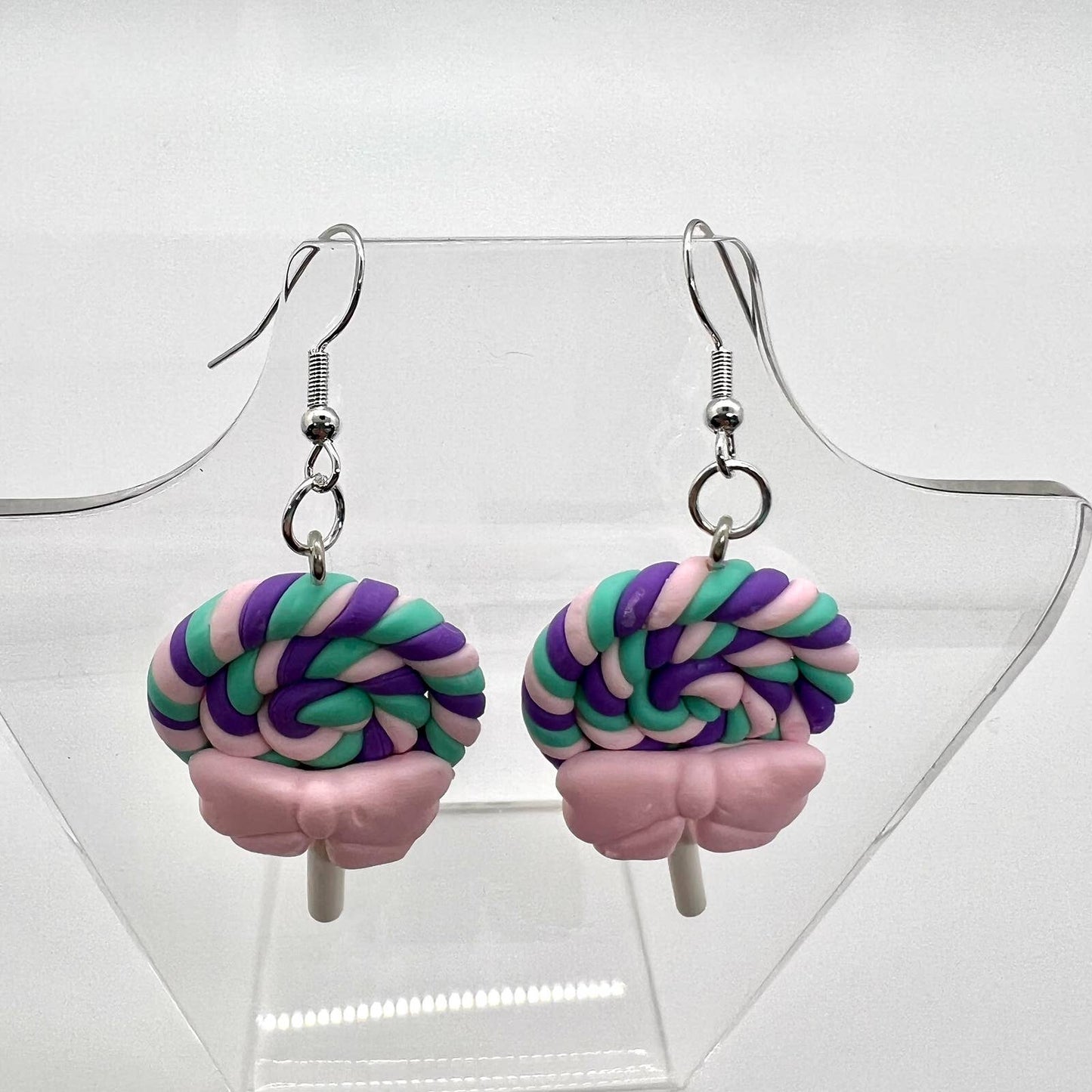 Rainbow Swirl Lollipop Earrings