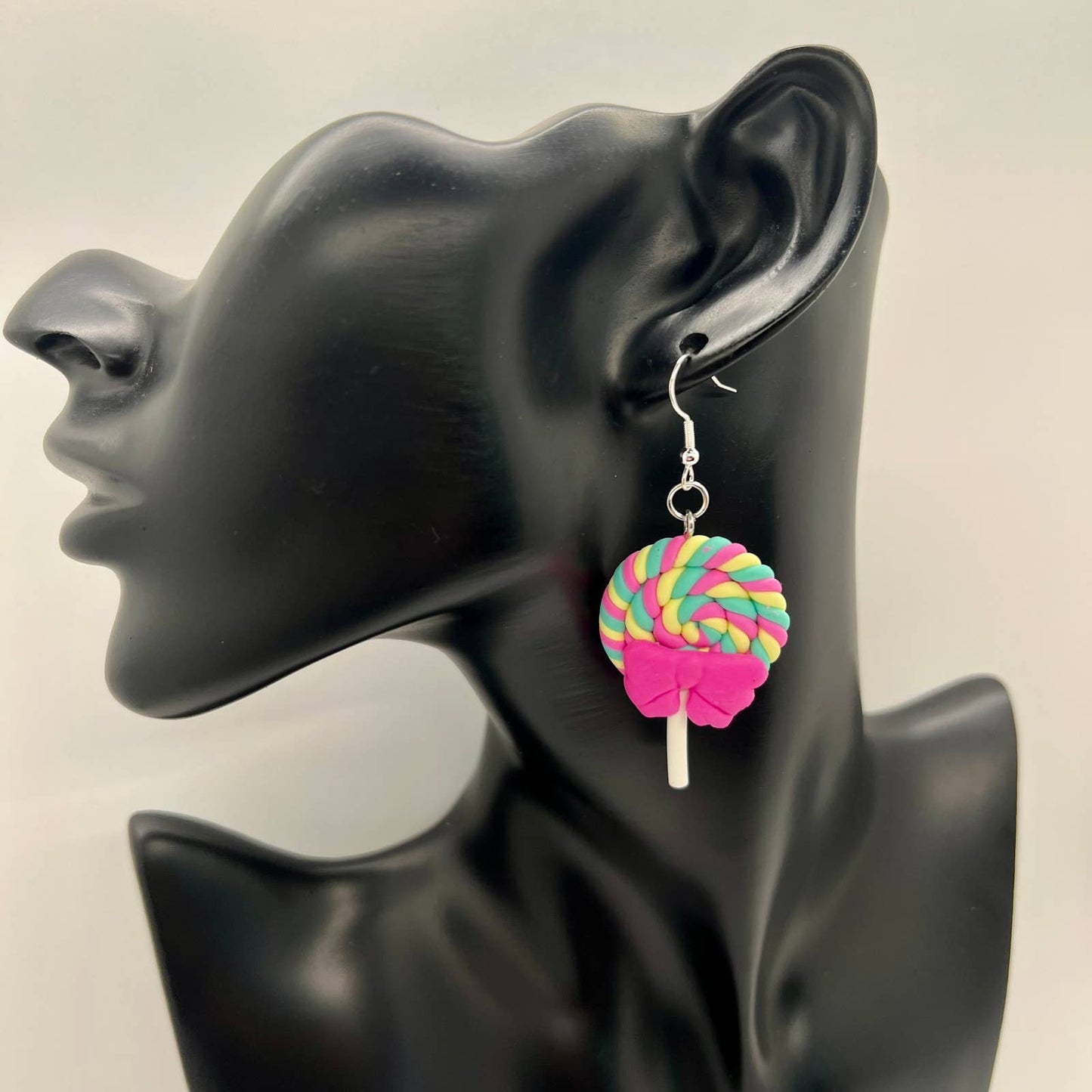 Rainbow Swirl Lollipop Earrings