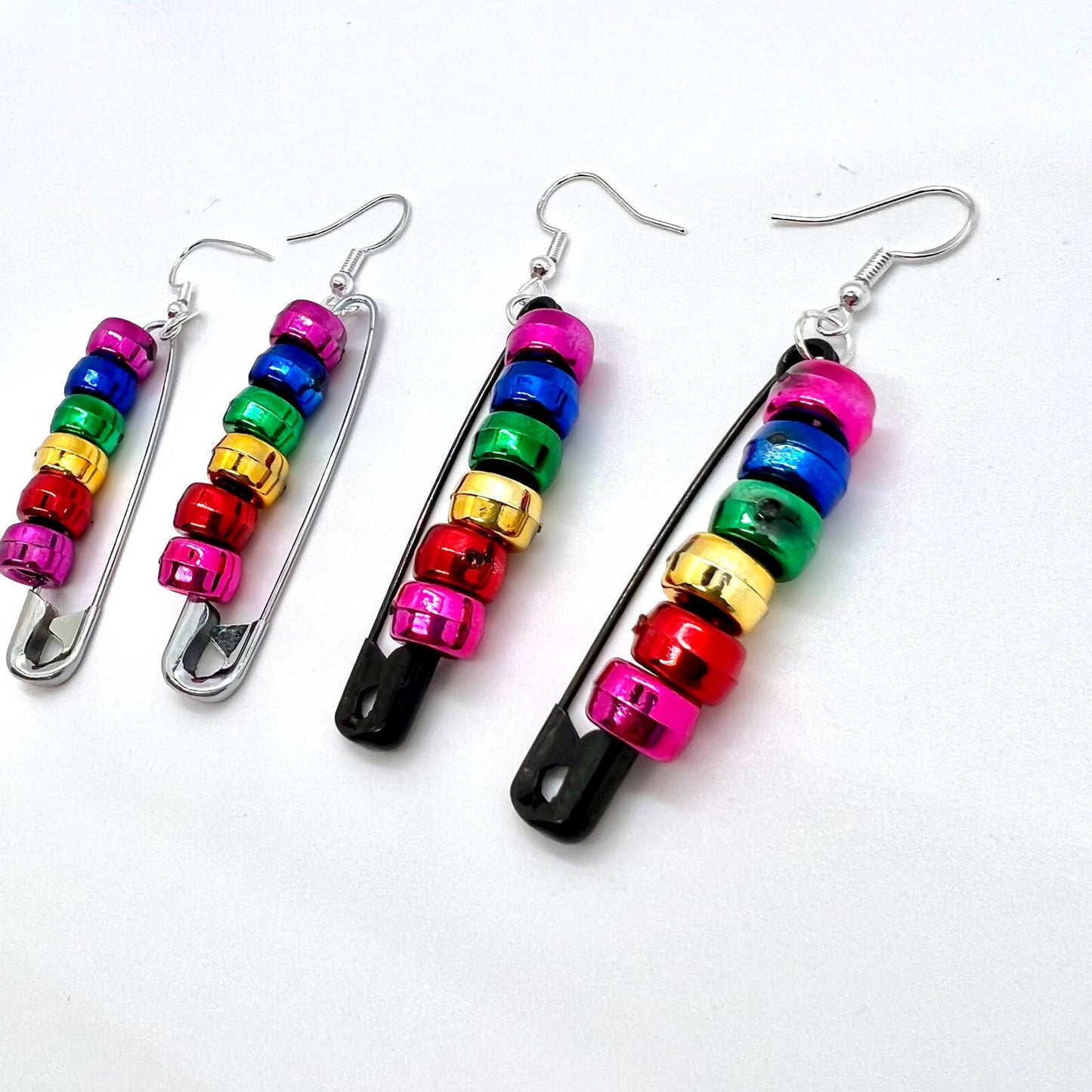 Rainbow Safety Pin Earrings