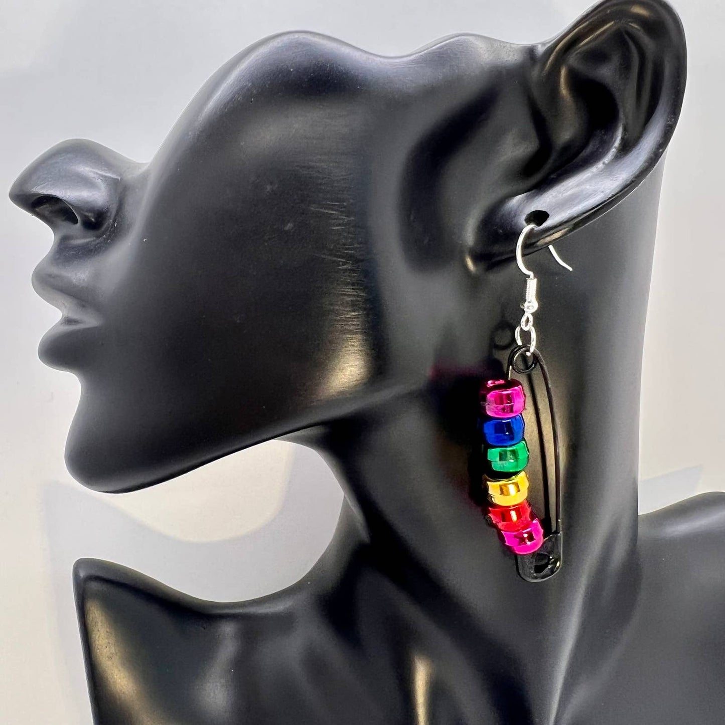 Rainbow Safety Pin Earrings