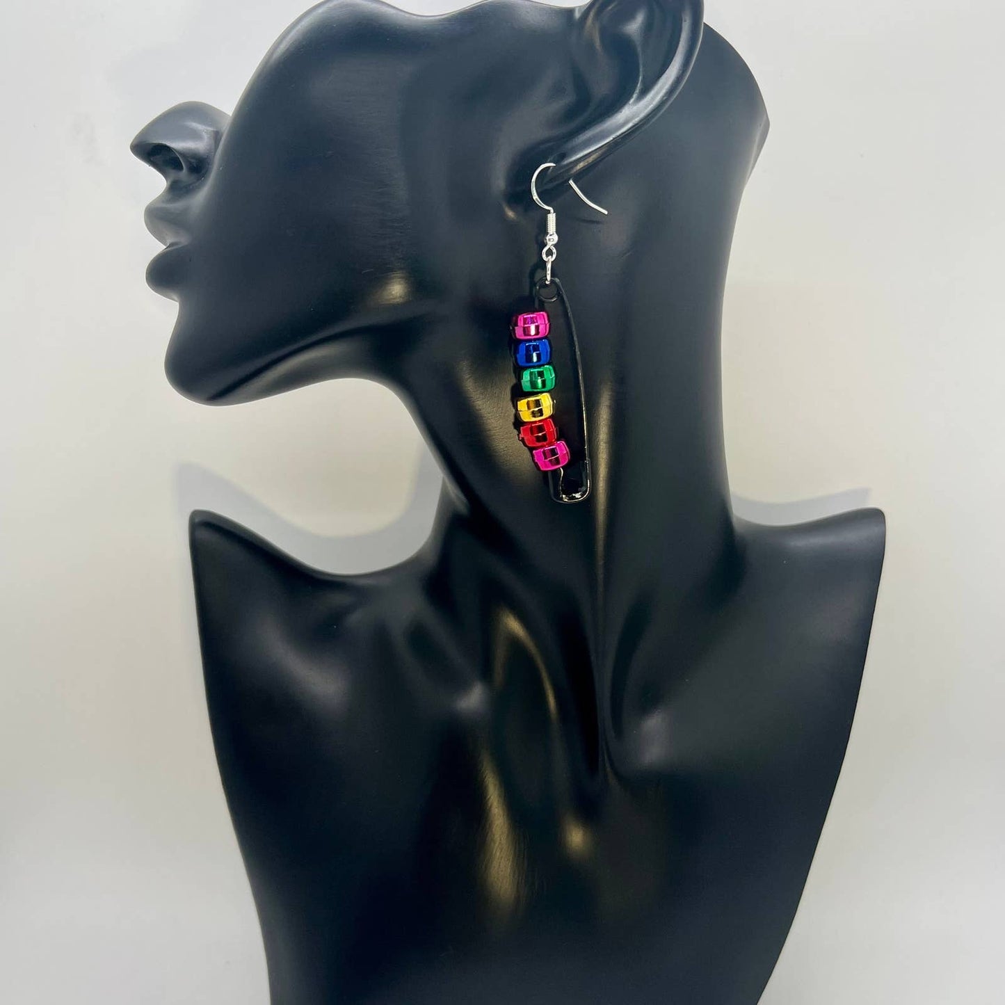 Rainbow Safety Pin Earrings