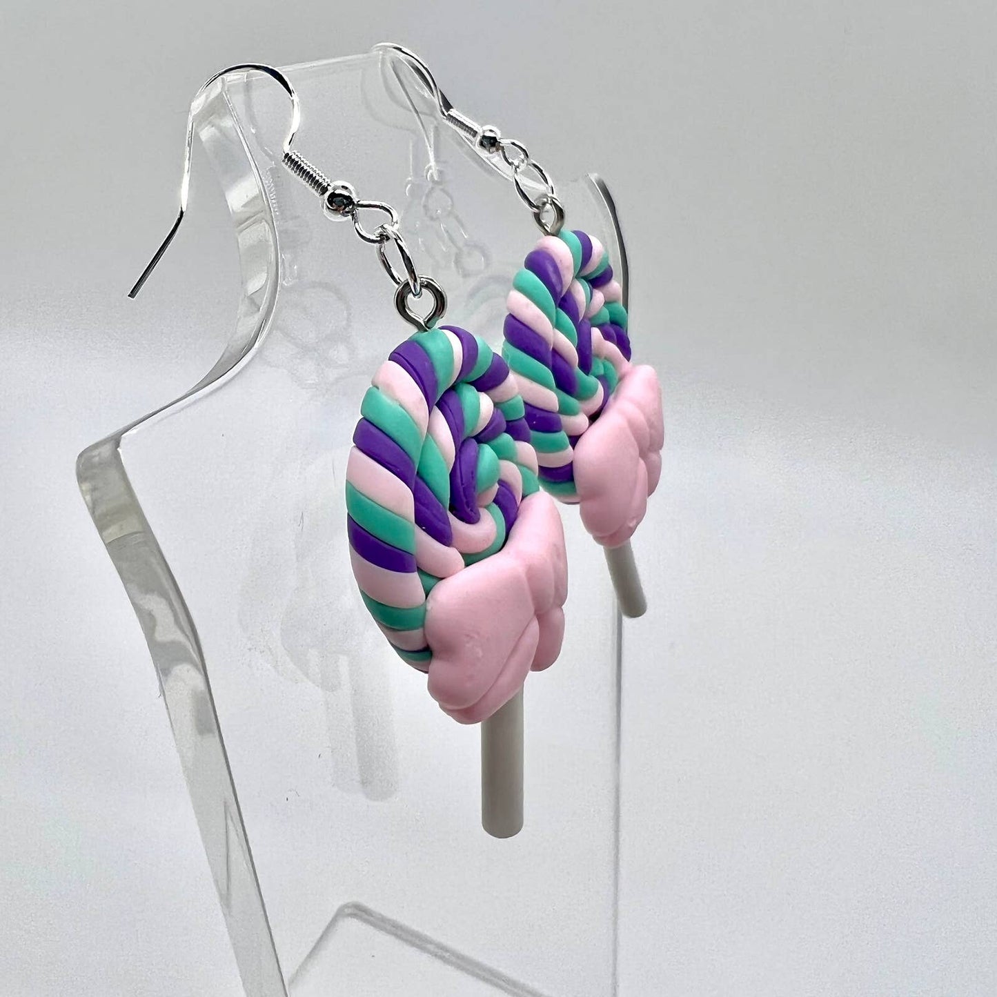 Rainbow Swirl Lollipop Earrings