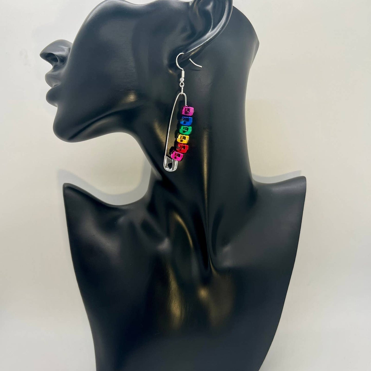 Rainbow Safety Pin Earrings