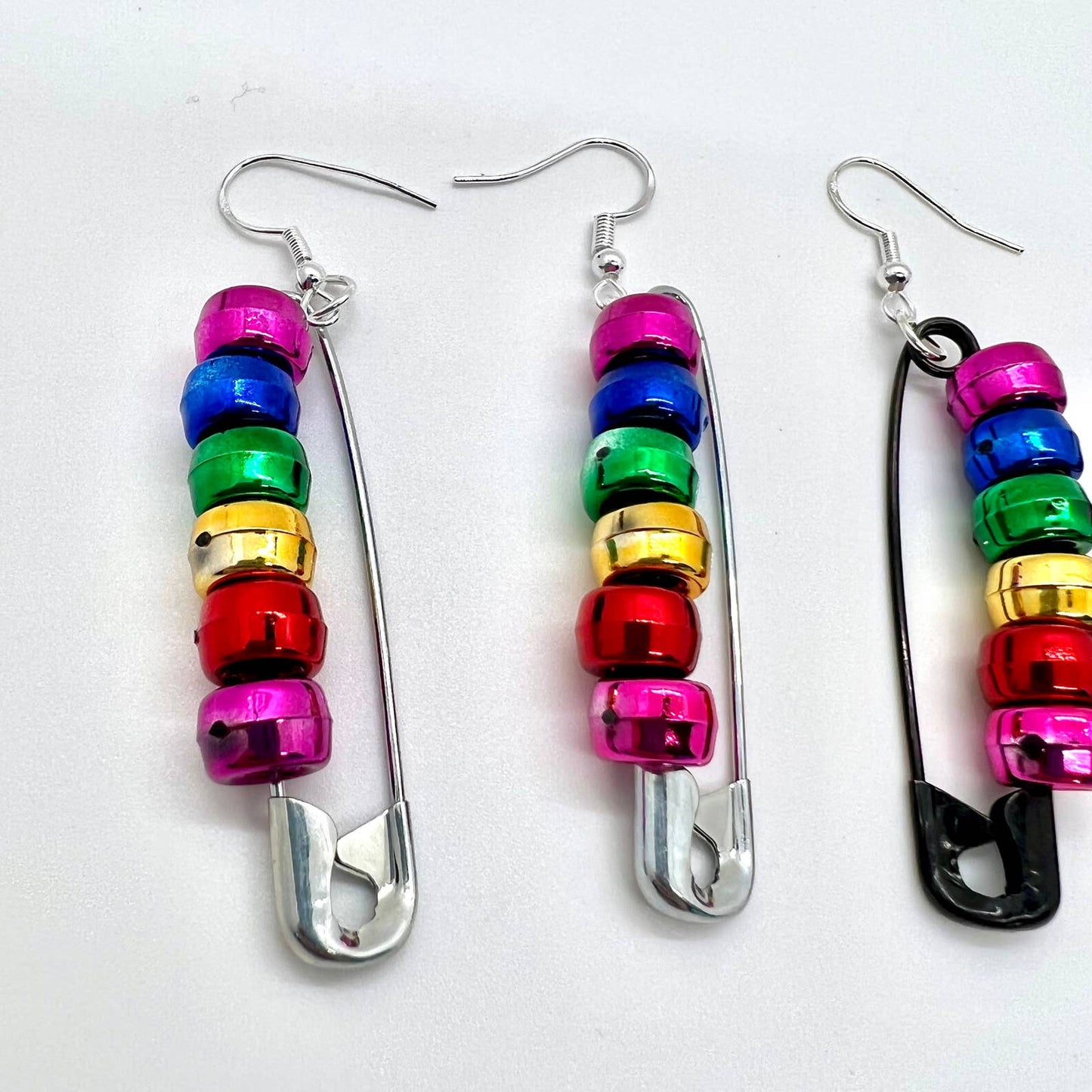 Rainbow Safety Pin Earrings
