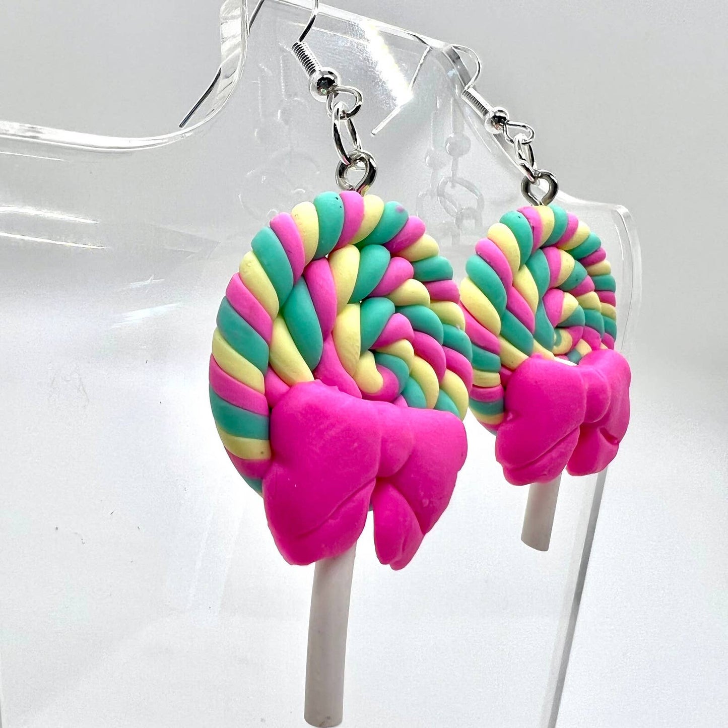 Rainbow Swirl Lollipop Earrings
