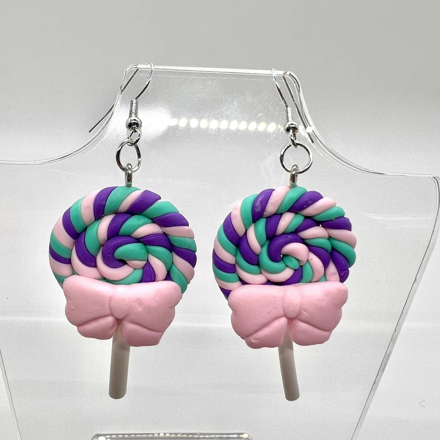 Rainbow Swirl Lollipop Earrings