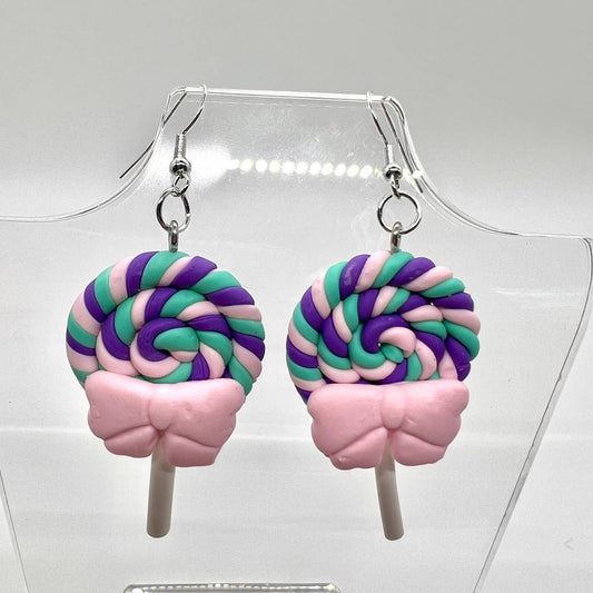 Rainbow Swirl Lollipop Earrings