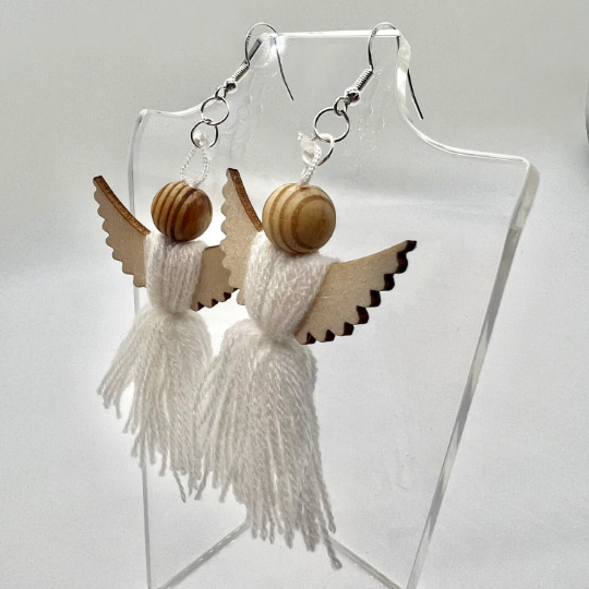 Yarn Angel Earrings