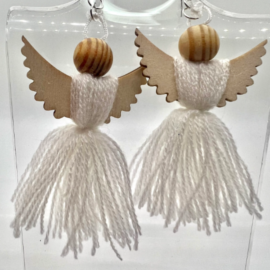 Yarn Angel Earrings