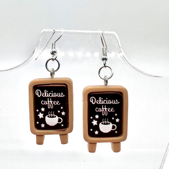 Cafe Coffee Sign Earrings