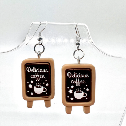 Cafe Coffee Sign Earrings
