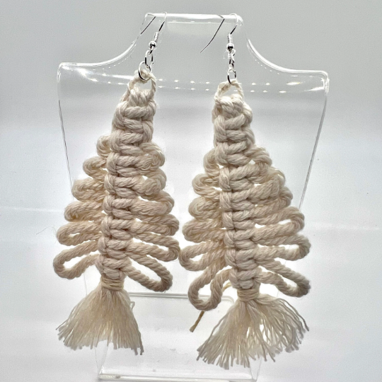 Oversize Yarn Tree Tassel Earrings