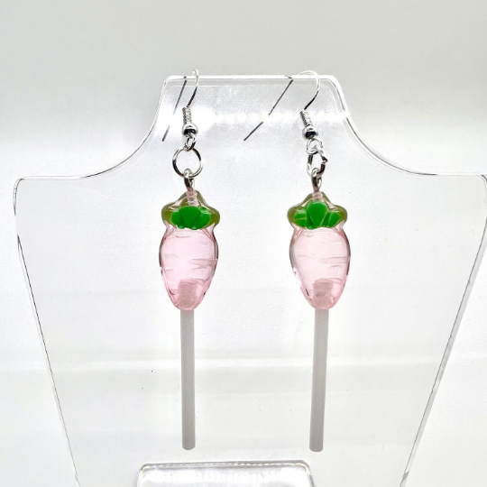 Pink Carrot Lollipop Earrings