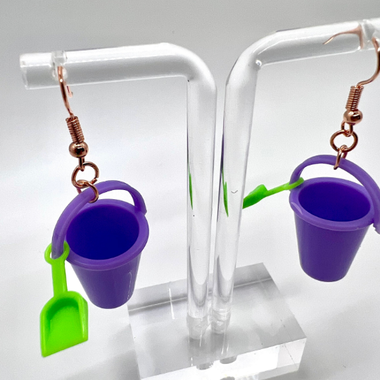 Purple Sand Pail Bucket Earrings