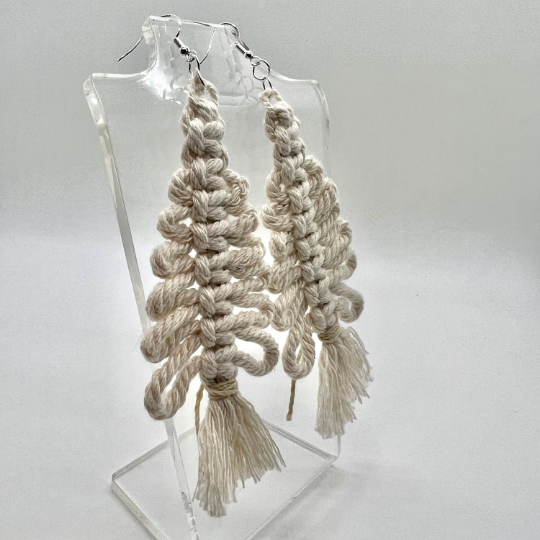 Oversize Yarn Tree Tassel Earrings