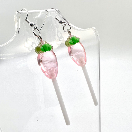 Pink Carrot Lollipop Earrings