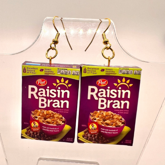 Raisin Bran Cereal Box Earrings