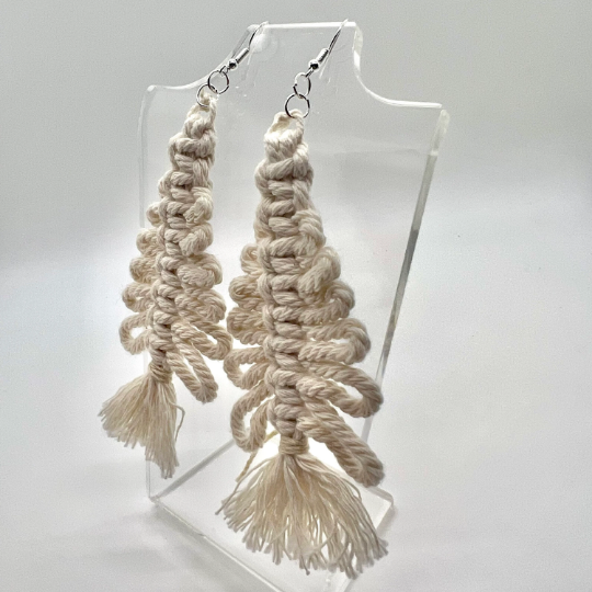Oversize Yarn Tree Tassel Earrings