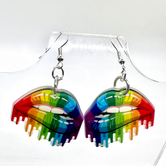 Rainbow Lips & Teeth Earrings