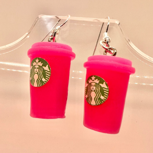 Pink Starbucks Cup Earrings