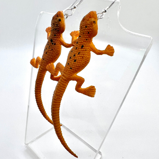 Orange Lizard Earrings