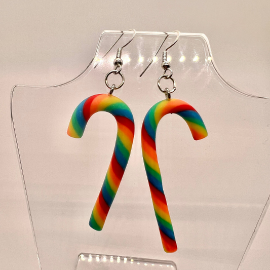 Rainbow Candy Cane Earrings
