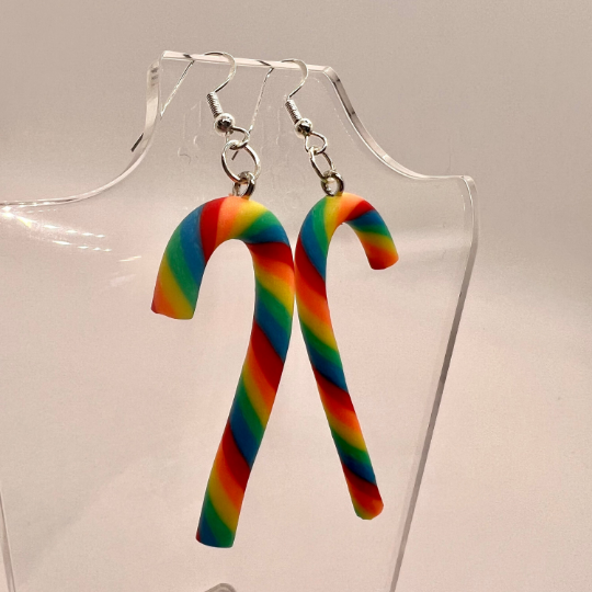 Rainbow Candy Cane Earrings