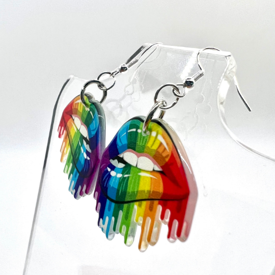 Rainbow Lips & Teeth Earrings